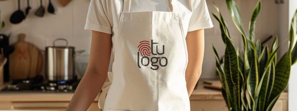 Comprar delantales de cáñamo personalizados Persona cocinando con un delantal cáñamo personalizado