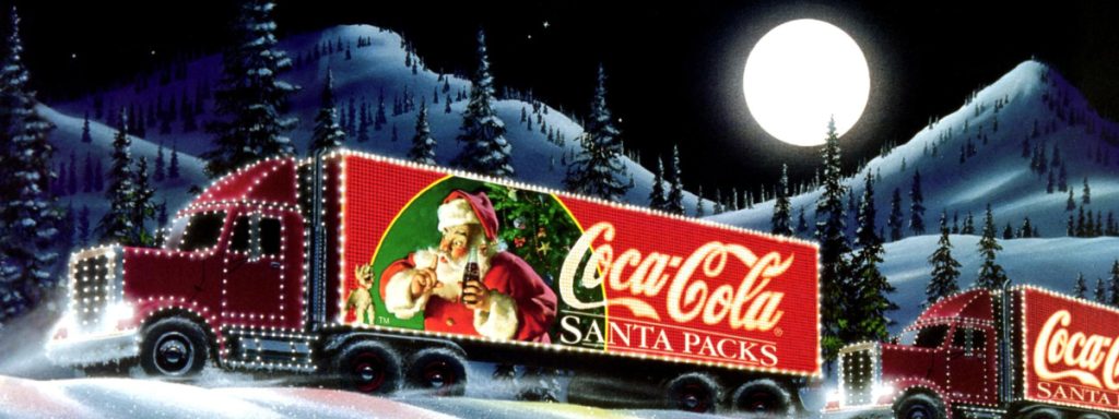 La magia de la Navidad Coca-Cola: Una historia de tradición y marketing 1 Camión navideño de Coca-Cola con Papá Noel