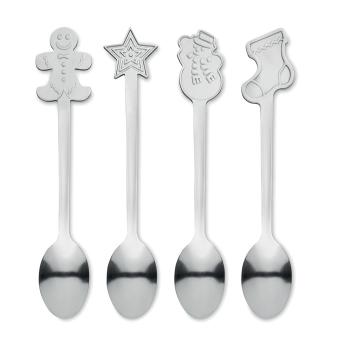 Set  4 cucharas de té navideñas