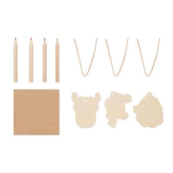 Set adornos madera y dibujar