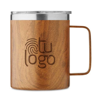 Taza de acero aspecto madera Poros 300 ml