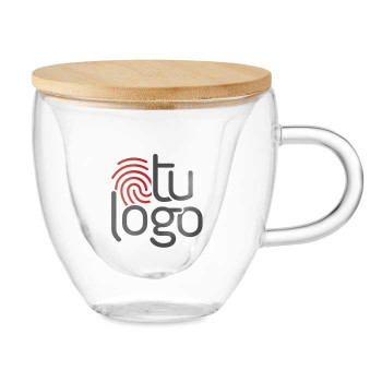 Taza de vidrio con tapa Saeros