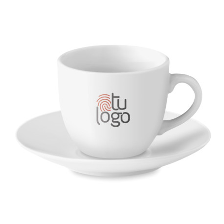 Taza y plato cerámica café