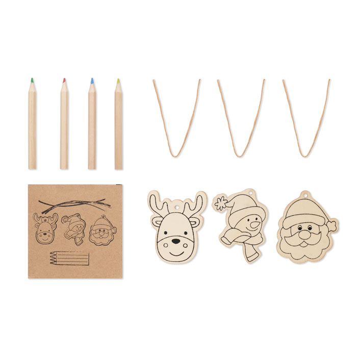 Set adornos navideños de madera y dibujar