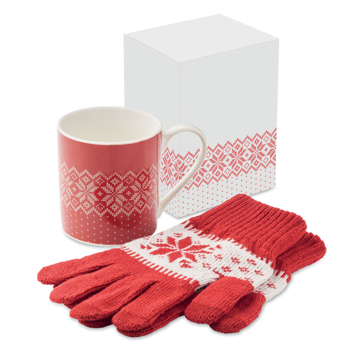 Juego de guantes y taza navideños Glint