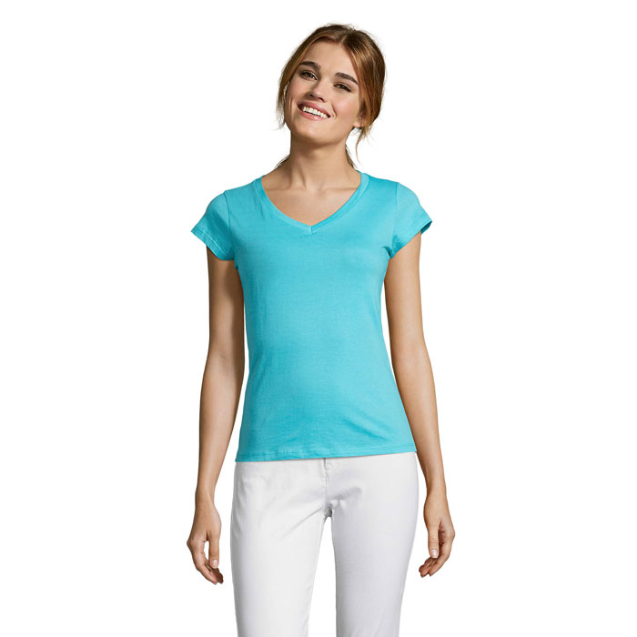 Camiseta Mujer Cuello Pico Algodón 150gr Duck