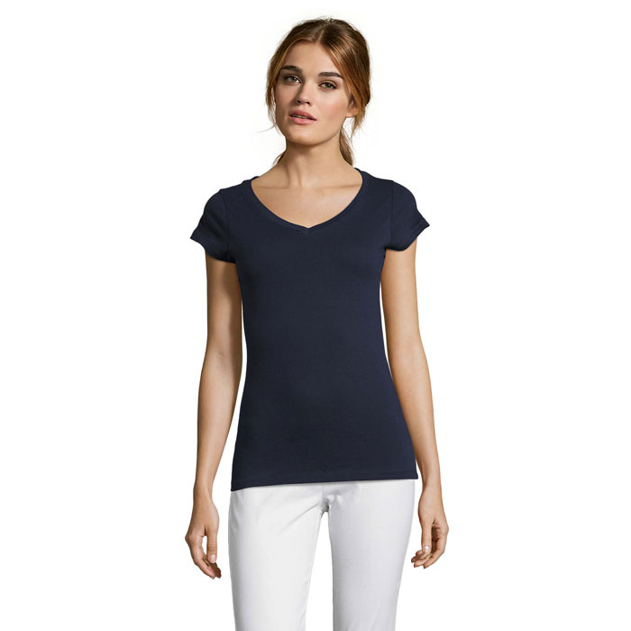 Camiseta Mujer Cuello Pico Algodón 150gr Duck
