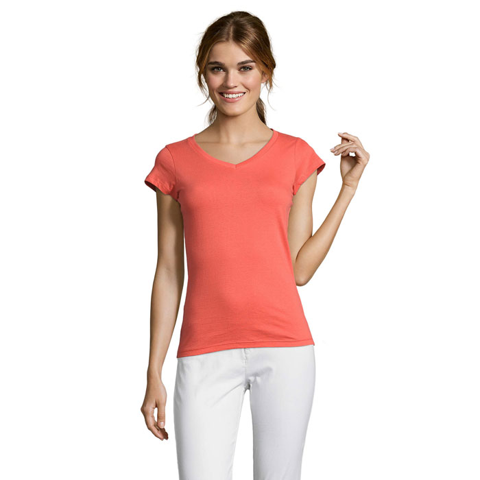 Camiseta Mujer Cuello Pico Algodón 150gr Duck