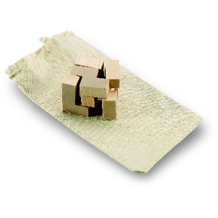 Puzzle de madera en bolsa de algodón