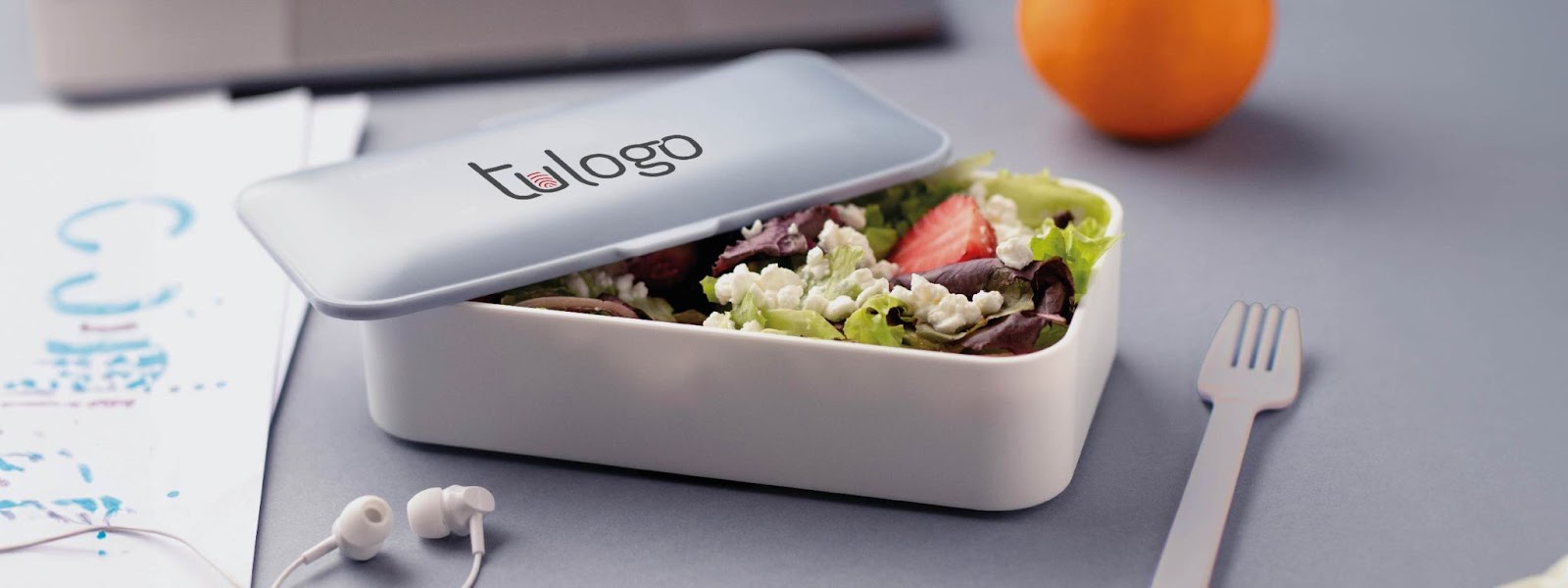 fiambrera personalizada con logo, para comer ensalada